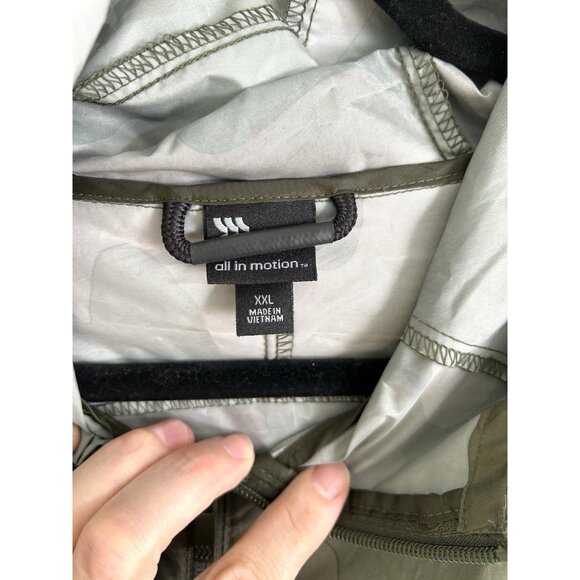 Men's Green Camo Print XXL Packable lightweight Jacket - All in Motion hooded - Picture 2 of 16